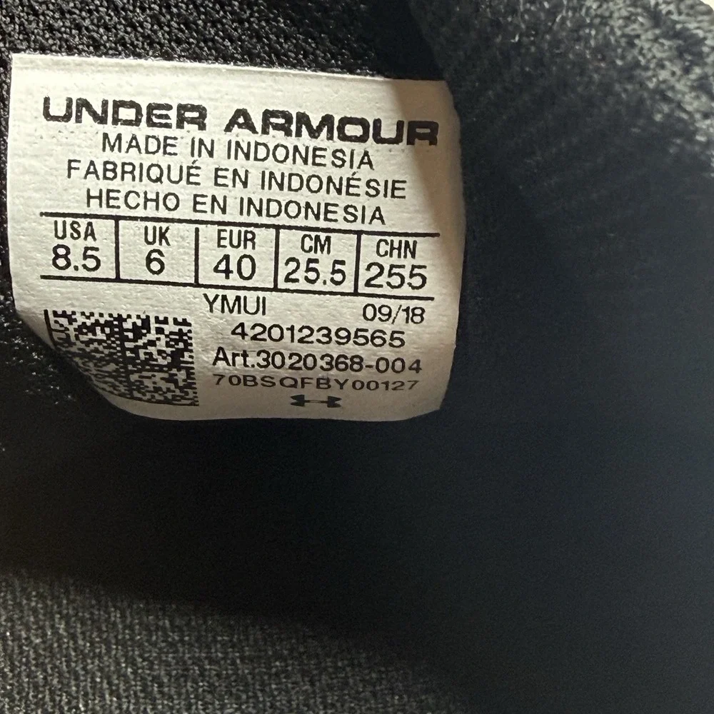 Under Armour Surge Women’s Running Shoes Black Gray 3020368-004 Size 8.5 NEW